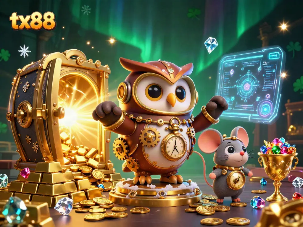 Engage with the thrilling tx88 casino experience amidst a vibrant treasure-filled scene.