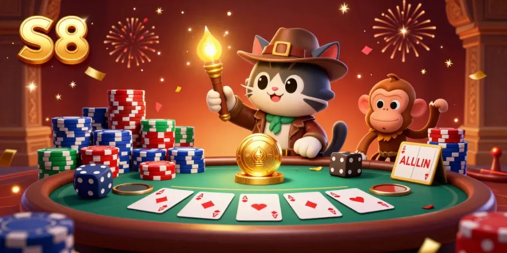 Experience the thrill of S8 with a 3D archaeological adventure in a vibrant casino scene.