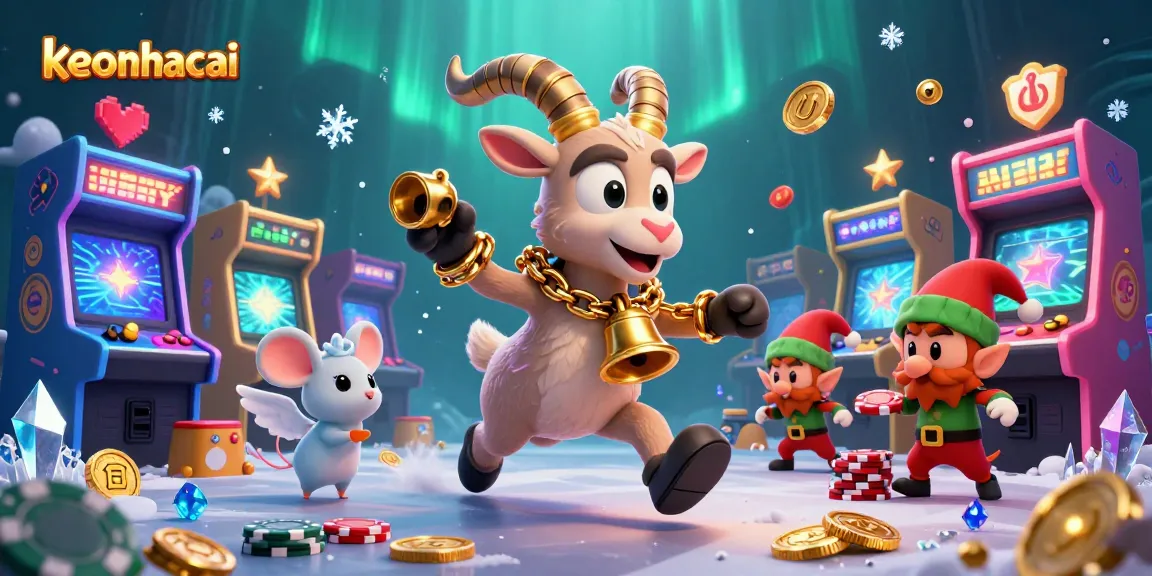 Engage in keonhacai gaming excitement with festive characters in a thrilling casino scene.