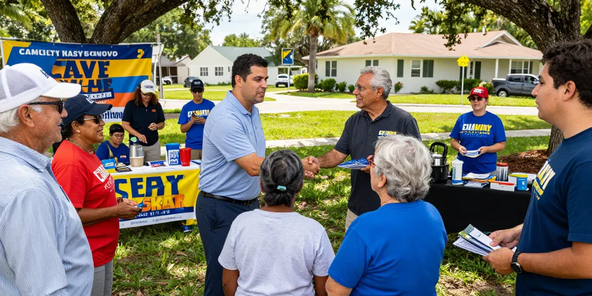 Casey Askar engaging with local voters at a Florida community event, showcasing his campaign's grassroots connection.