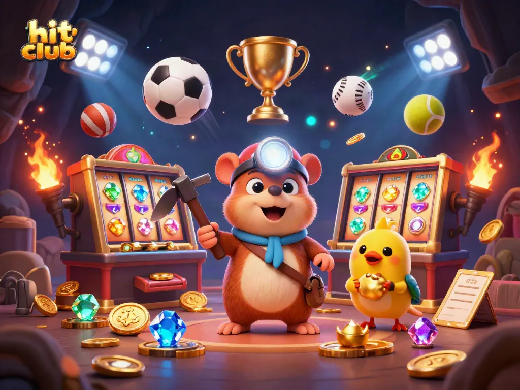 Engaging hit club scene with a treasure hunter mole and a canary, showcasing dynamic casino elements.