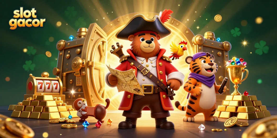 Experience thrilling gaming excitement with slot gacor as golden treasures burst forth, featuring vibrant casino elements.
