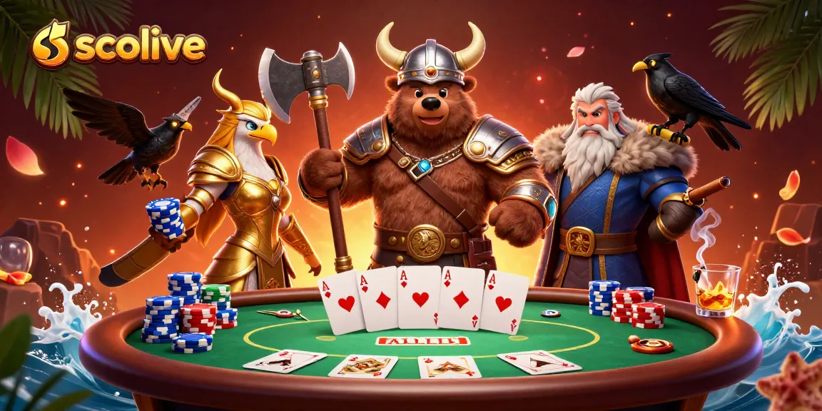 Socolive offers thrilling poker action with a Viking berserker and a Valkyrie eagle.